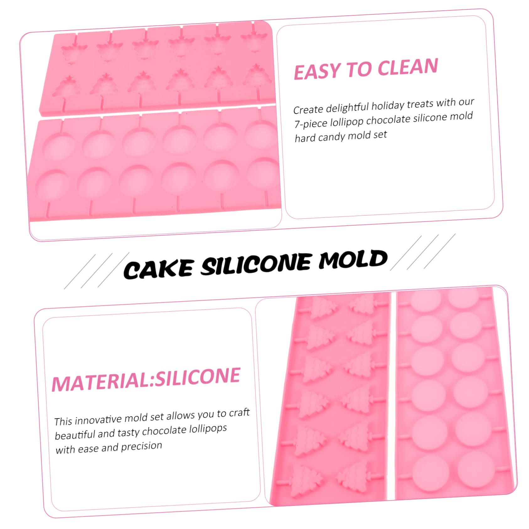 Moule à Sucettes de Noël 1 Set en Silicone, Formes Variées