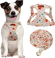 Vista 75 de CHEDE No Pull Floral Pattern Dog Harness - Lightweight and Soft, Adjustable Small Dog Harness Set with Leash, Suitable for Puppy to Medium-Sized Dog