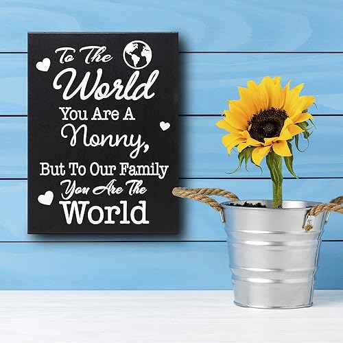 Miniatura 3 de JennyGems Nonny Gifts - Cartel de madera con texto en inglés To the World You Are a Nonny To Our Family You Are the World, regalo para Nonny,