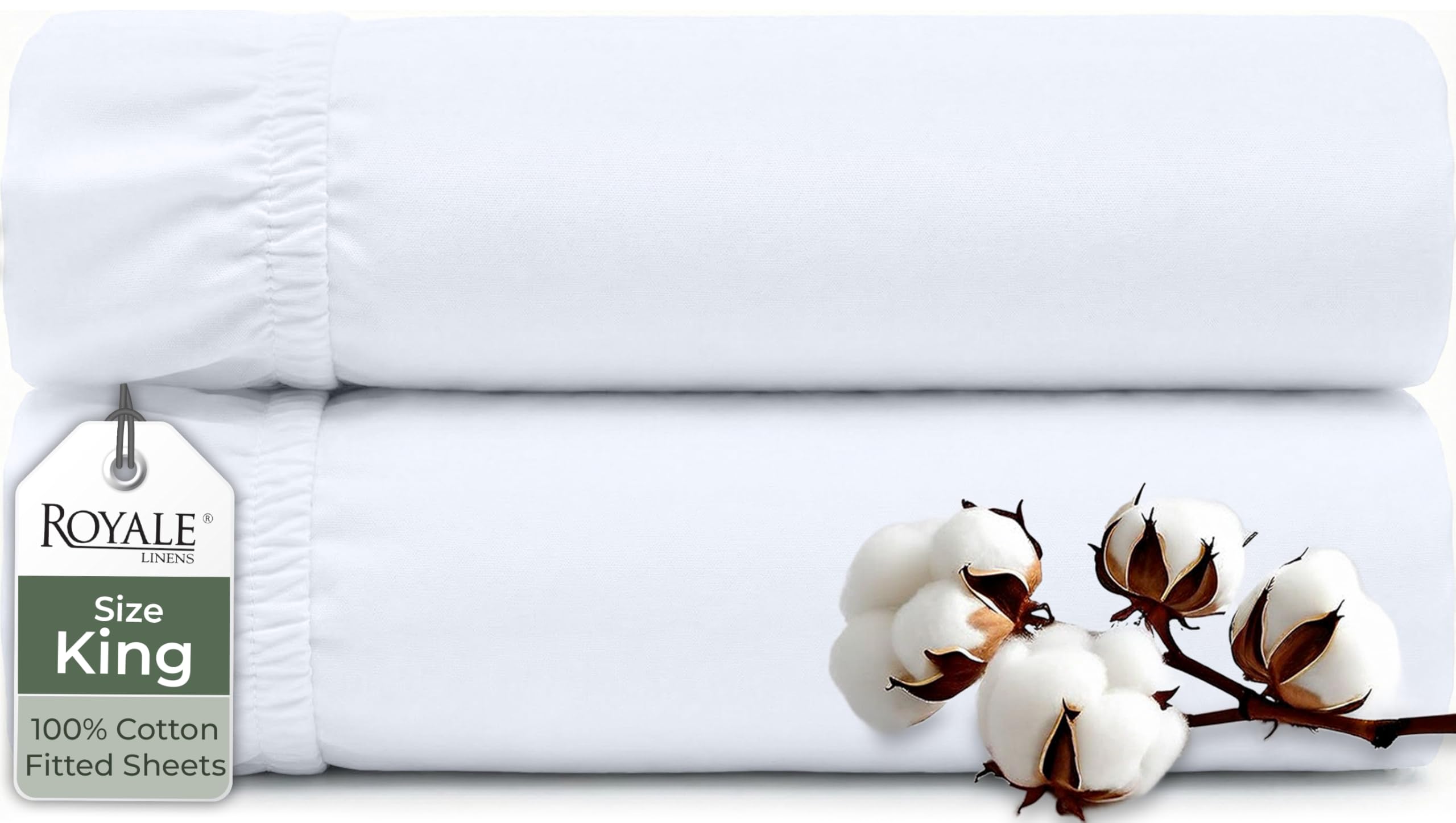 Royale Linens 100% Organic Cotton 2 Pack Fitted Sheet