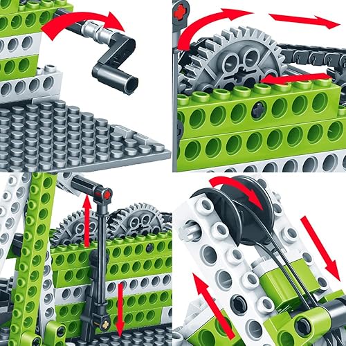 Miniatura 2 de Ulanlan STEM - Kit de construcción de engranajes de mecánica, kit de construcción educativa de ciencias de ingeniería, juego de construcción de