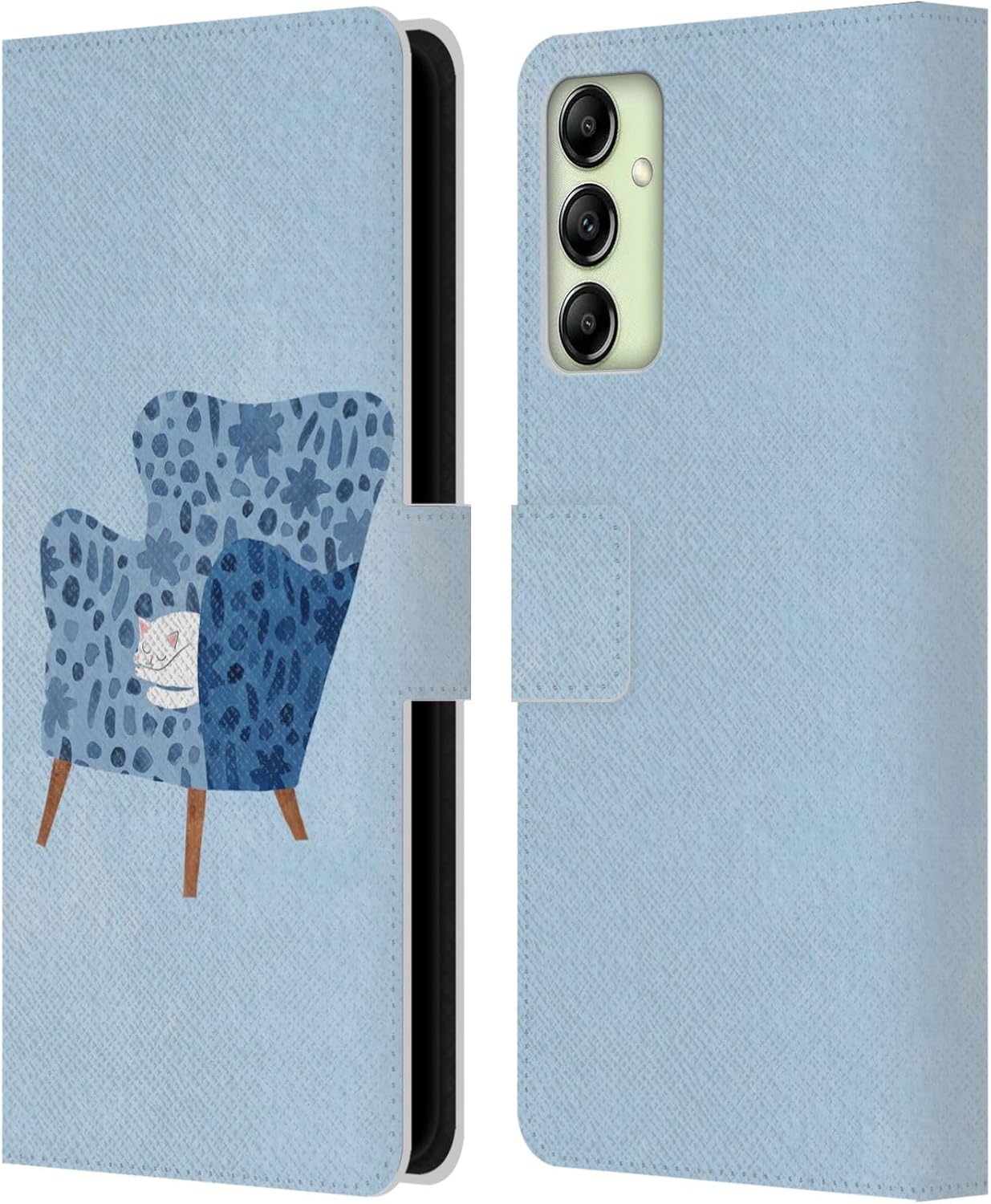 Head Case Designs Officially Licensed Planet Cat Honey Chair Cat Arm Chair Leather Wallet Case Compatible with Samsung Galaxy A14 5G