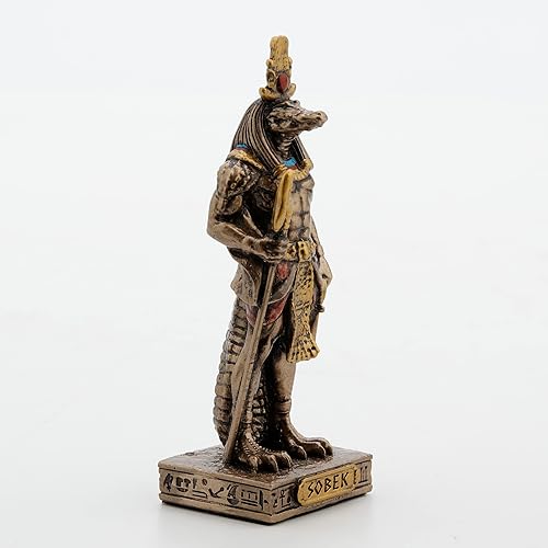 Miniatura 2 de Veronese Design Sobek - Figura de resina en miniatura pintada a mano con acabado de bronce de 3 38 pulgadas
