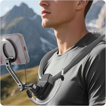 2026 Extended Long Magnetic Neck Mount for Phones, 27.6" Hands-Free POV/Vlog Phone Holder for iPhone 1712 & Android, Content Creator Essentials for Go Pro DJI, Comfortable Natural Shooting Angle