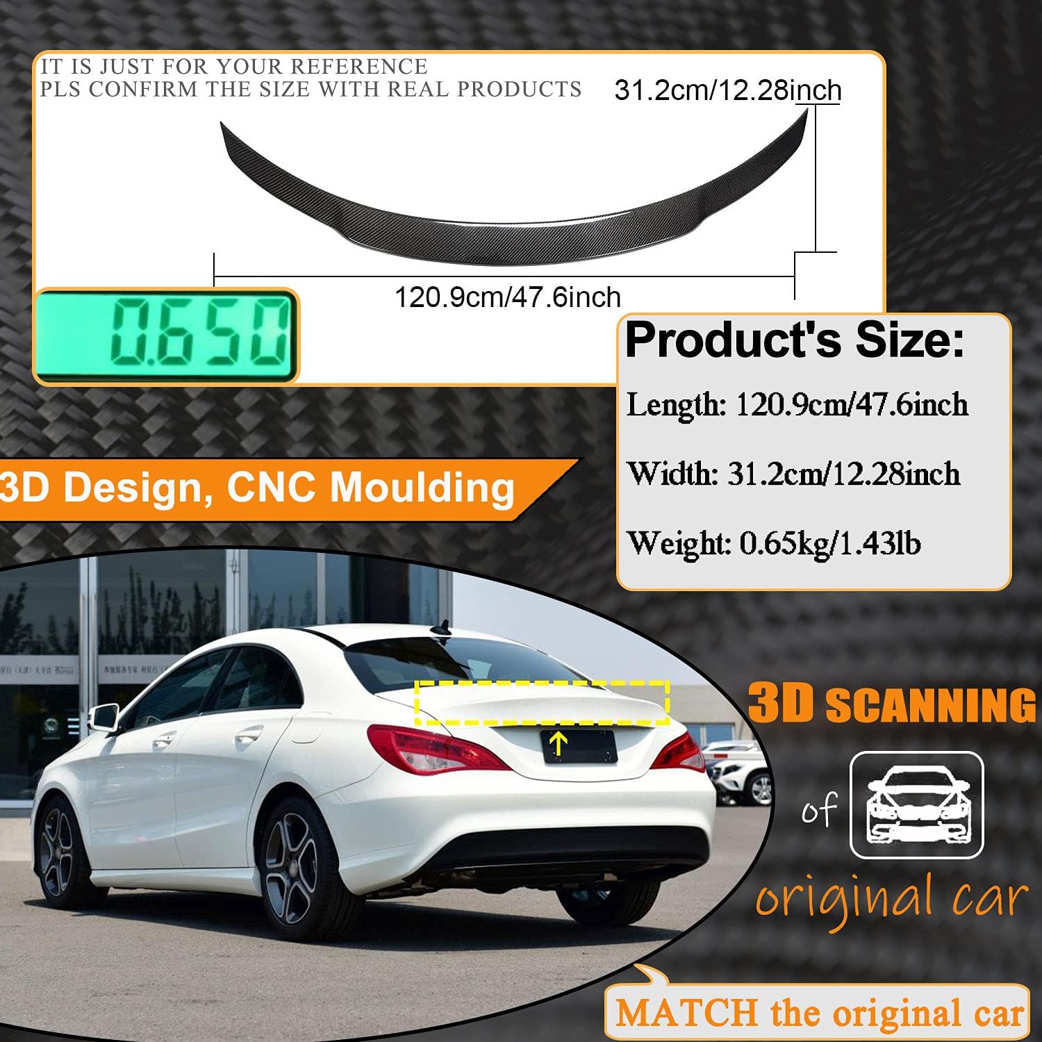 Real Carbon Fiber Rear Trunk Spoiler Fits for Mercedes-Benz C117 W117 CLA180 CLA200 CLA250 2013-2018 Auto Car Rear Boot Lid Highkick Spoiler Wing Lip