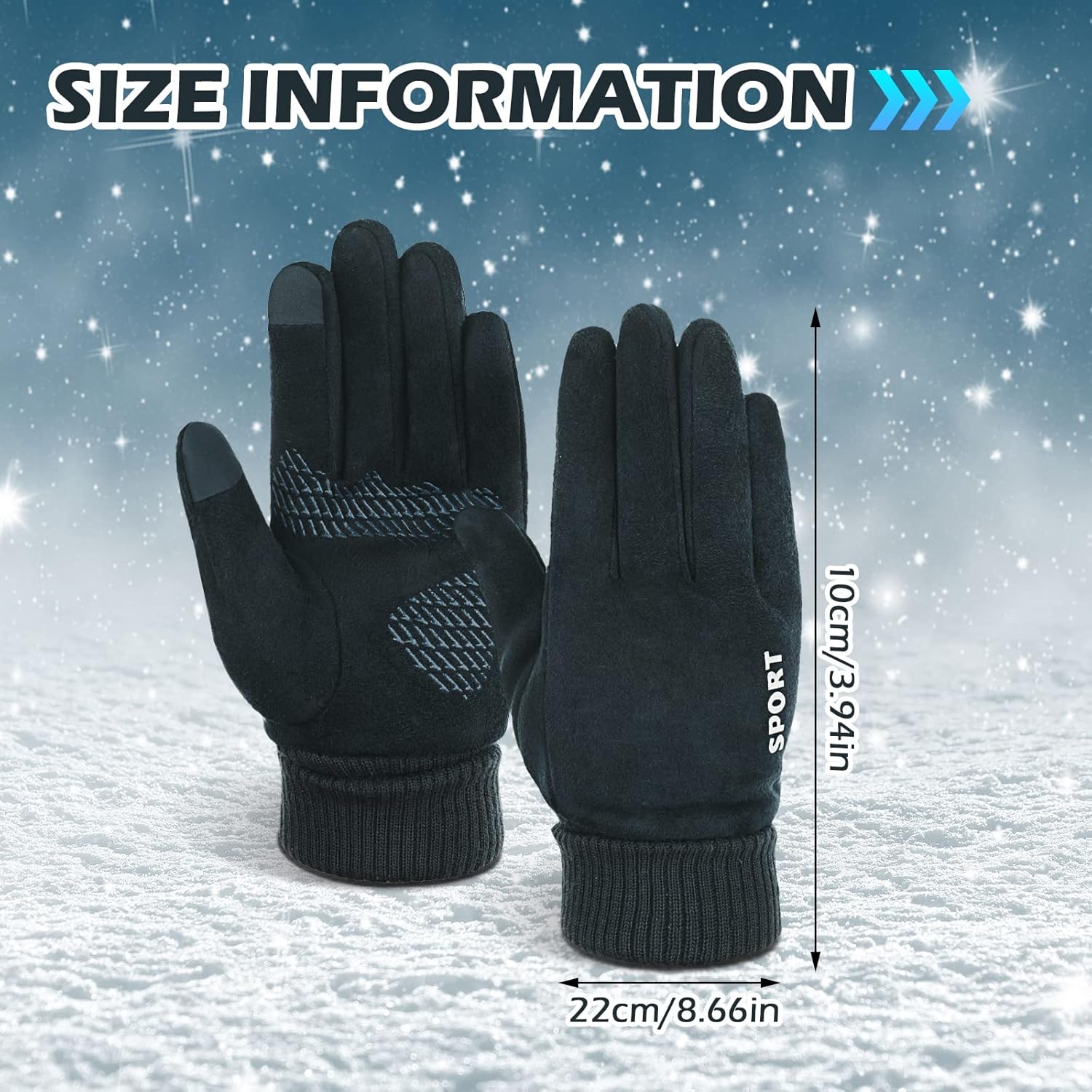 Newcotte 3 Pairs Winter Lightweight Running Gloves Touch Screen Warm Glove Liners Cold Weather Thermal Gloves for Men Women (Cuffed, Suede) - Image 3
