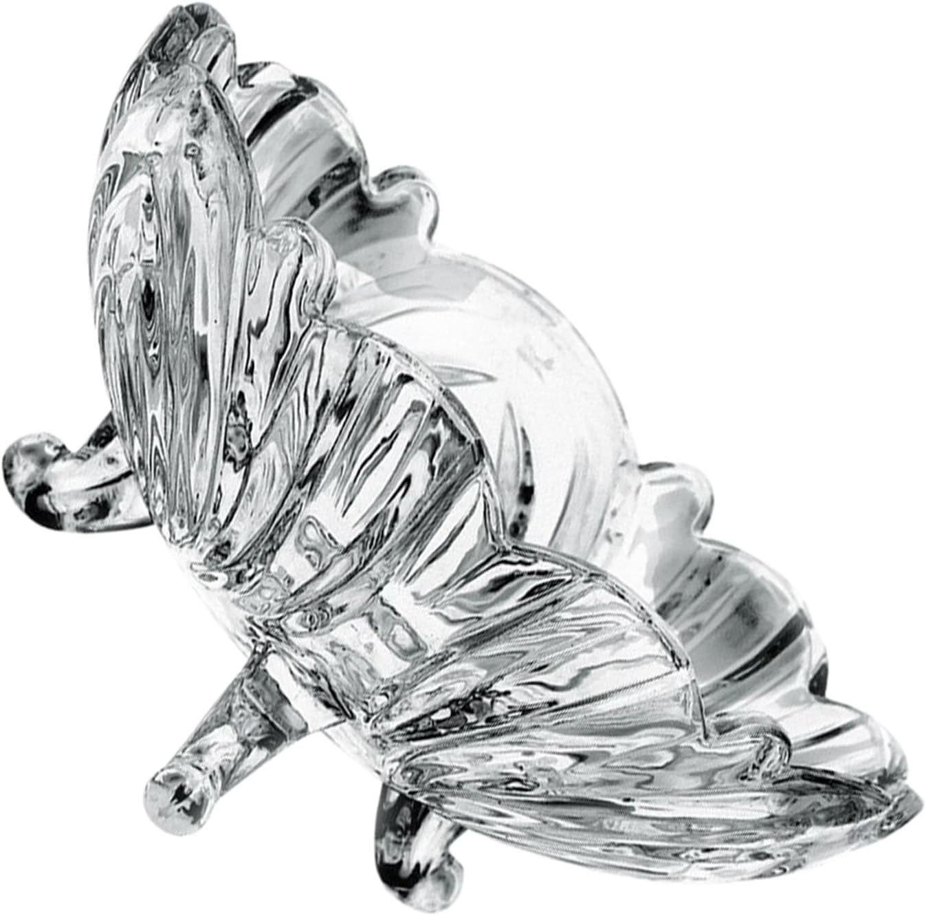 Decorative Glass Fruit Bowl 950ml Embossed Footed Salad Serving Plate for Kitchen Countertop Dining and Entertaining