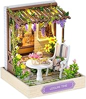 Vista 16 de CUTEROOM Juego de bricolaje para casa de muñecas en miniatura con muebles de madera, kit de casa de madera con cubierta antipolvo y luz LED