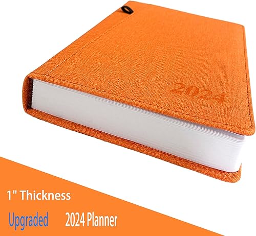 Miniatura 3 de 2024 PlannerAppointment Book, Daily Hourly & Monthly Planner (January 2024 to December 2024) Thick Paper + Pen Loop + Pocket + Monthly Tabs, 8.26" x