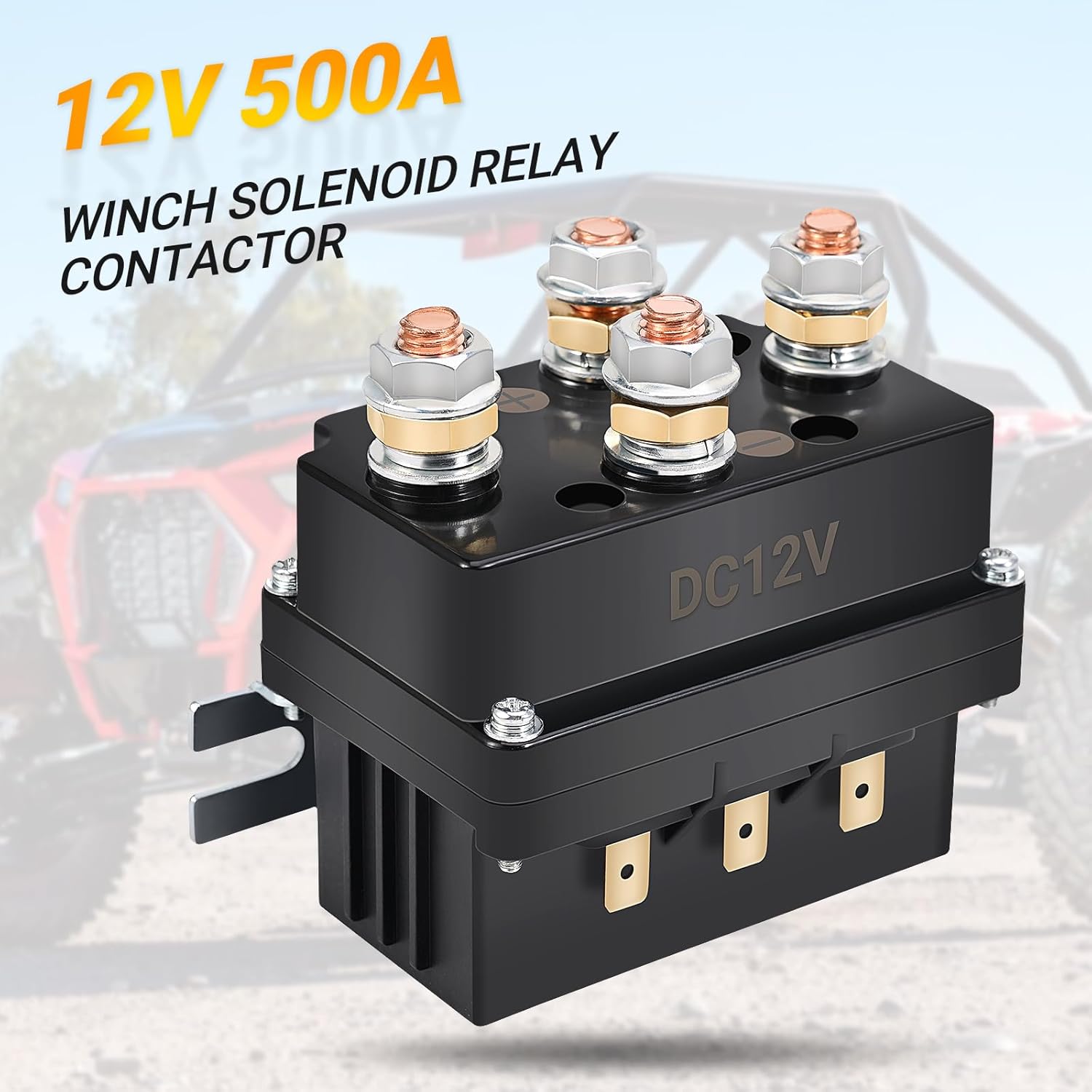 KanSmart Winch Solenoid Relay Contactor 12V 500A Winch Relay Thumb Truck for 8000-15000lbs ATV UTV Boat 4x4 Vehicles Winch Replacement with 6 Protecting Caps