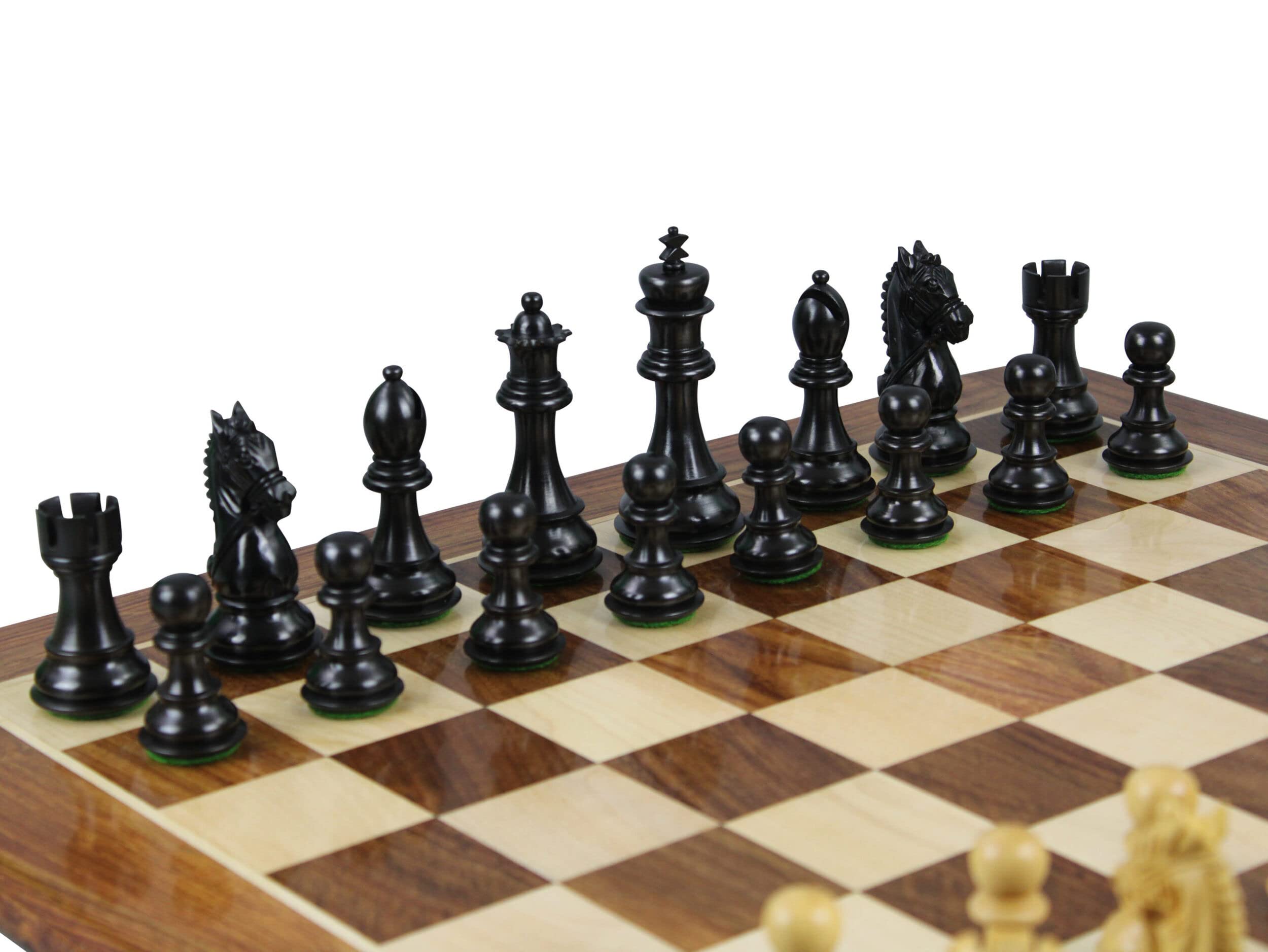 Set di scacchi in legno intagliato a mano Sheesham Flat Board 20 pollici con Ebano King Bridal Staunton Scacchi Pezzi 9,5 pollici