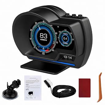 OBD2 GPS Dual System Car HUD Display - Digital Speedometer with Water Temp Voltage RPM - Universal Heads Up Display for Most Vehicles