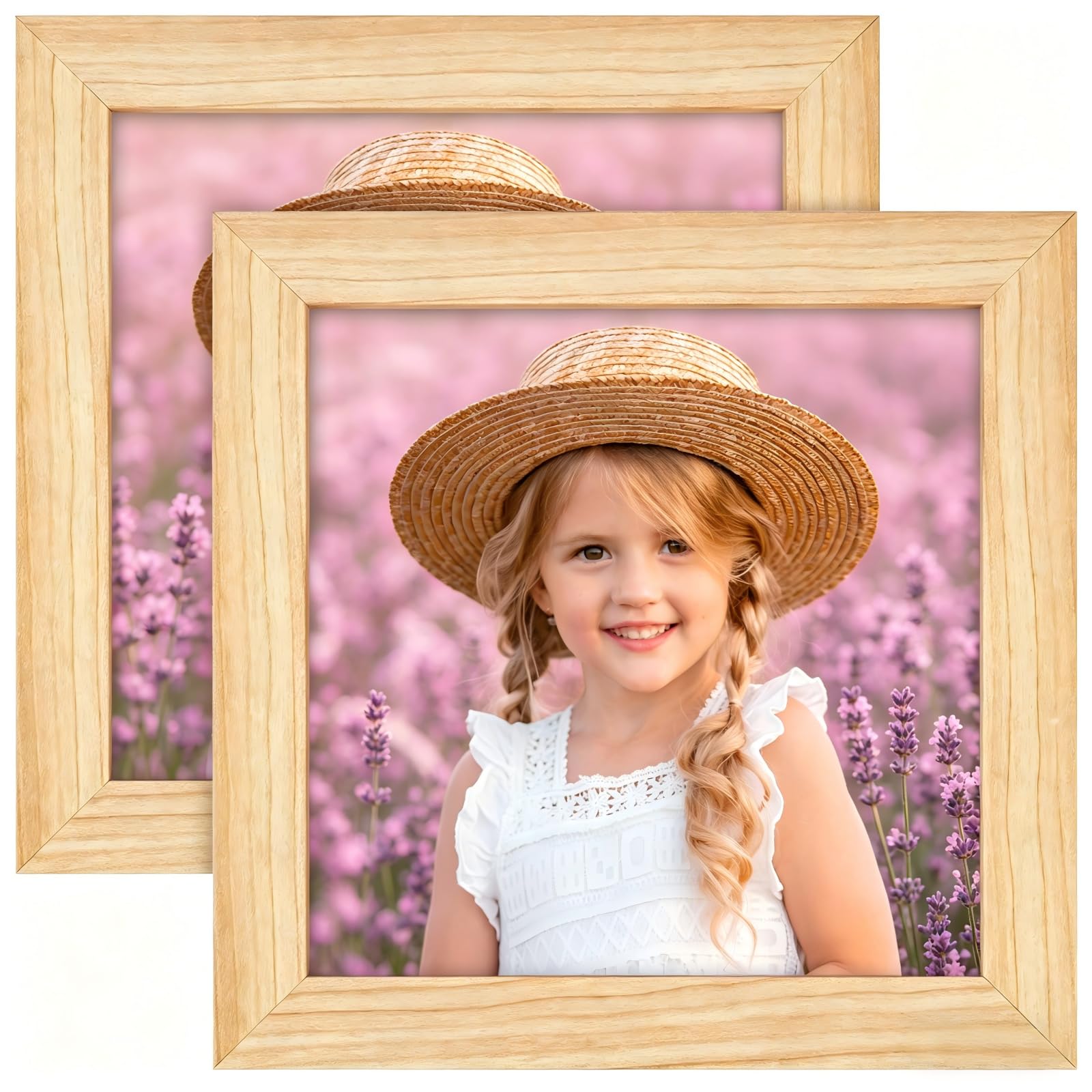 6x6 Photo Frames - 2Pack 6x6 Picture Frames for 15x15cm, Small Picture Frame, Wood Look Frames for Wall Mount & Desk Stand