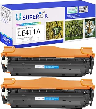 USUPERINK 305A Cyan Toner Cartridge Compatible for HP 305A CE411A-2 Pack