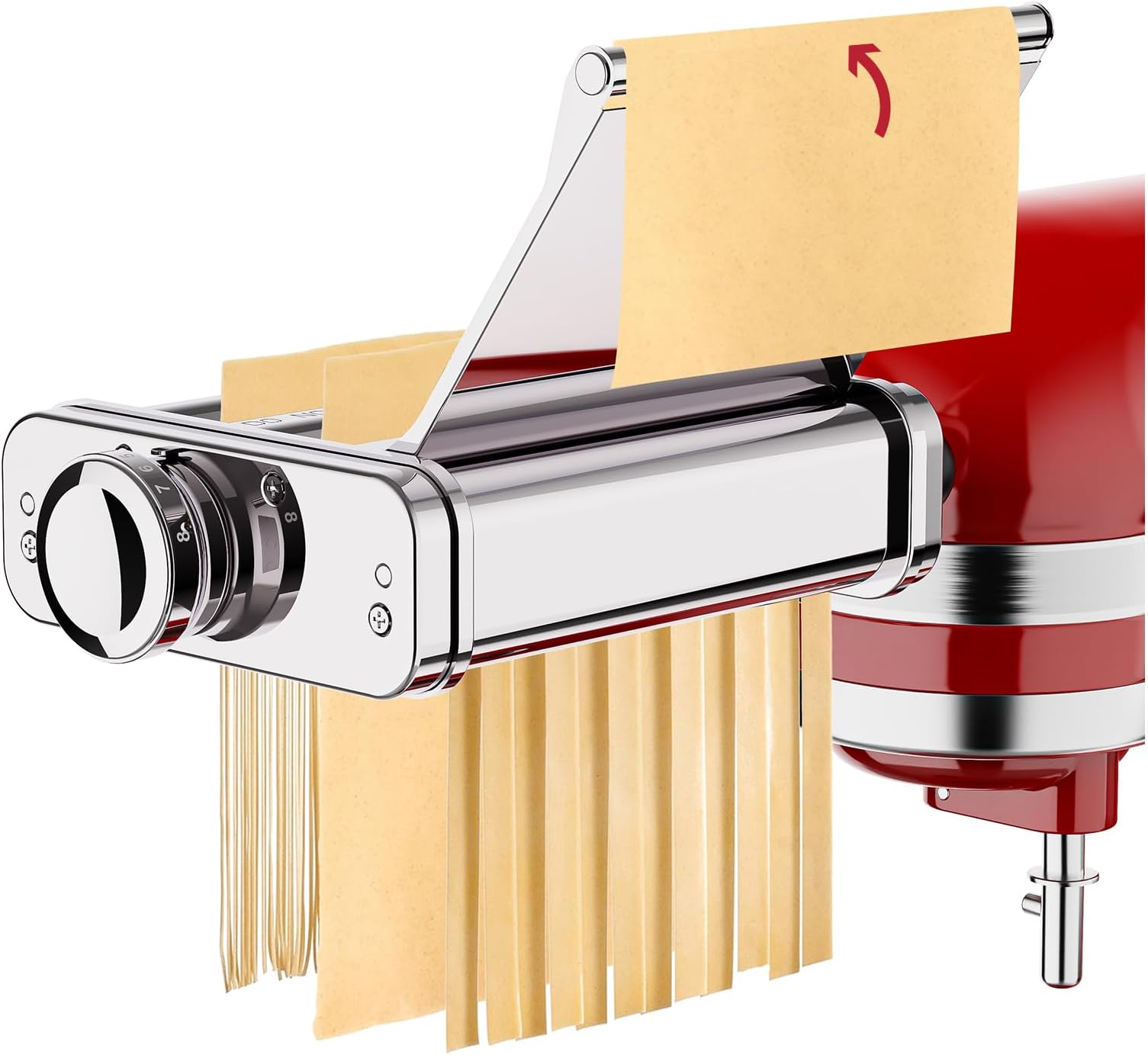COFUN Pasta Attachment for KitchenAid Stand Mixer - 3-in-1 Pasta Accessory Made of Stainless Steel Incl. Fettuccine Cutter, Spaghetti Cutter & Pasta Sheet Roller with Guide Plate & Cleaning Brush