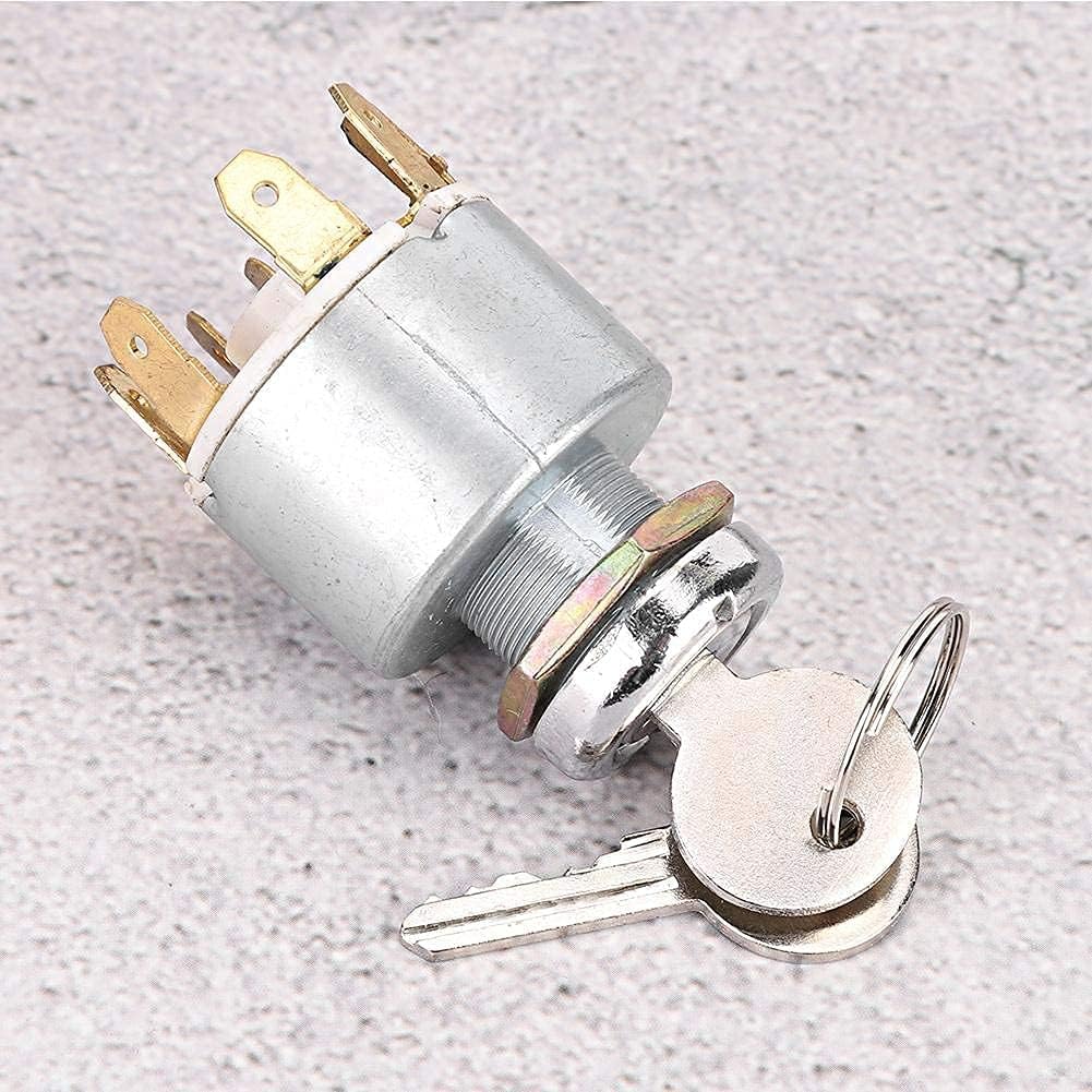 Interruttore di accensione universale, 12V 4 posizioni (parcheggio / spegnimento / accensione / accensione) Il blocco dell'interruttore di accensione viene fornito con 2 chiavi adatte per foro del pan