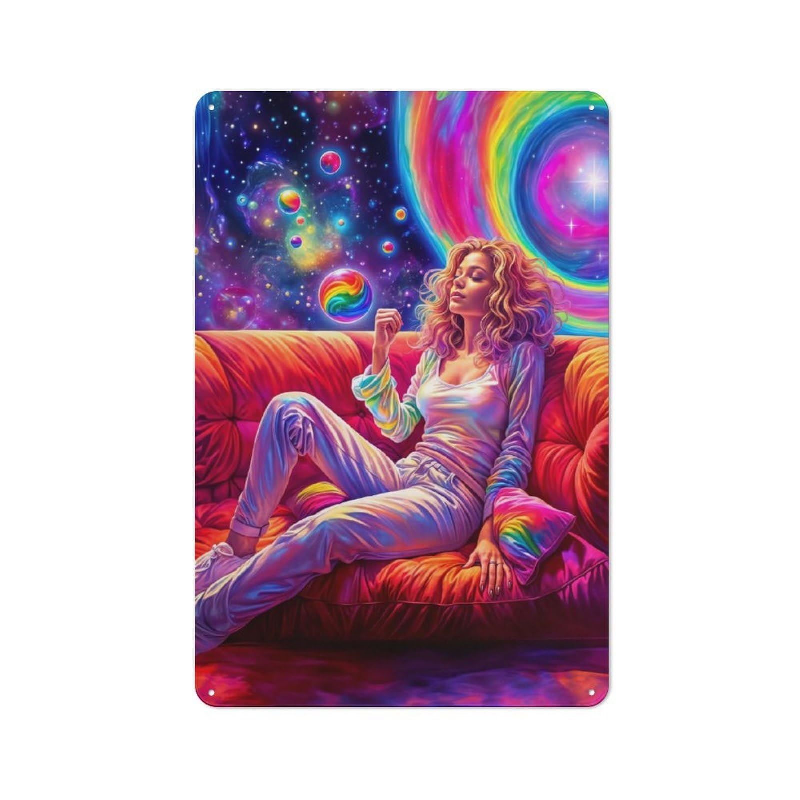 Cosmic Daydream Industrial Metal Wall Decor 30x20cm, Tin Sign for Workshop, Basement, Shed Or Games Room