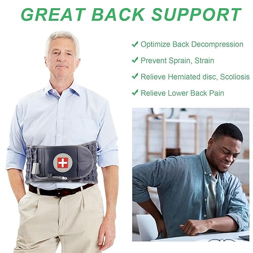 Miniatura 9 de Cinturón de espalda de descompresión para alivio del dolor de espalda baja y apoyo lumbar, cinturón de descompresión espinal para mujeres y hombres,