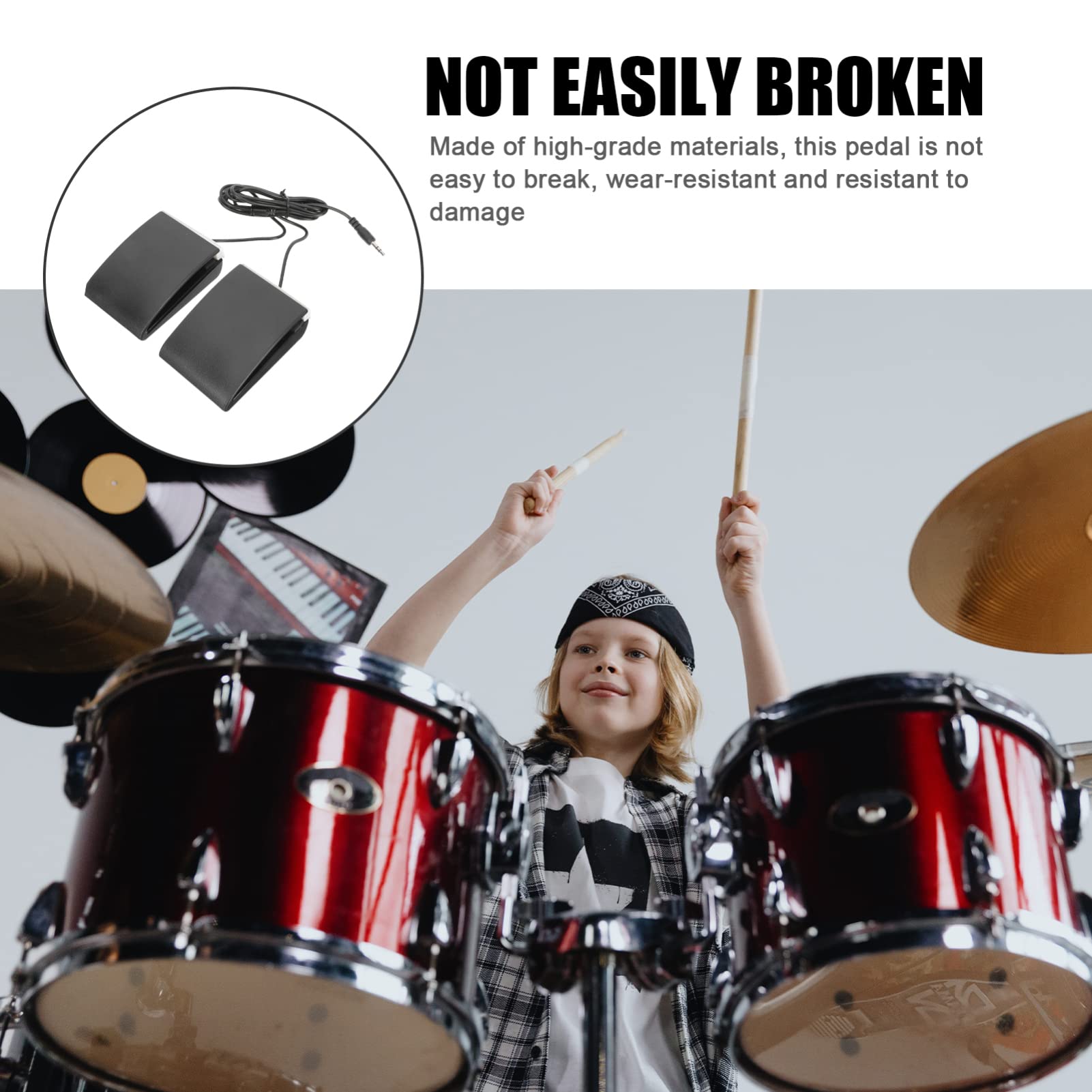 BESPORTBLE Black Thickened Damper Pedal for Electric Piano and Drum Sturdy Non Slip Design High Sensitivity Sustain Pedal Durable Replacement Easy to Install