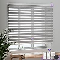 Vista 12 de Custom Motorized Zebra Blinds for Window: Astomi Cordless Roller Shade with Remote Control, Smart Blinds Works with Google Home, Alexa, Size W