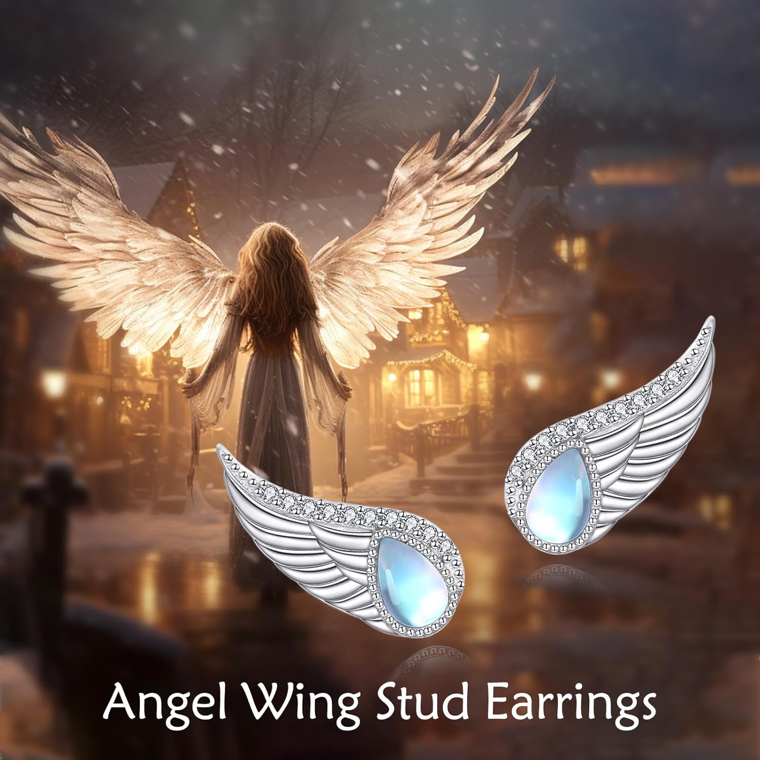 POPLYKE Celtic Knot/Angel Wing Earrings Stud 925 Sterling Silver Earrings Brithday Jewelry Gift for Women