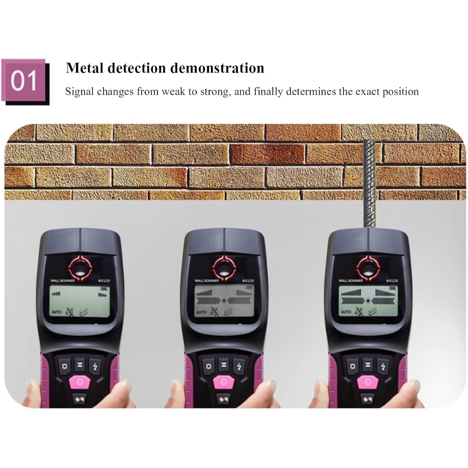 Detector De Pared, Escáner Multifuncional con Pantalla LCD Digital Y Alertas De Audio, Marca De Orificio Central, Detección De Profundidad De 110 Mm, para Metal, Cable, Madera