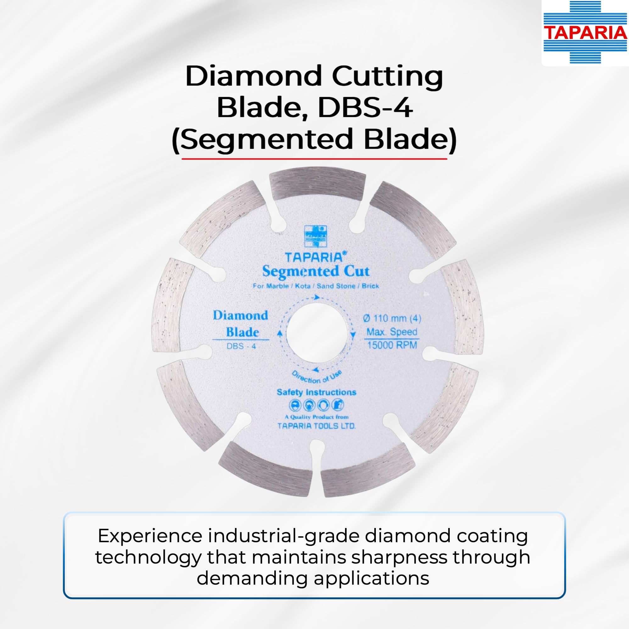 Taparia DBS-4 110Mm Diamond Cutting Blade Segmented Cut - 1 piece