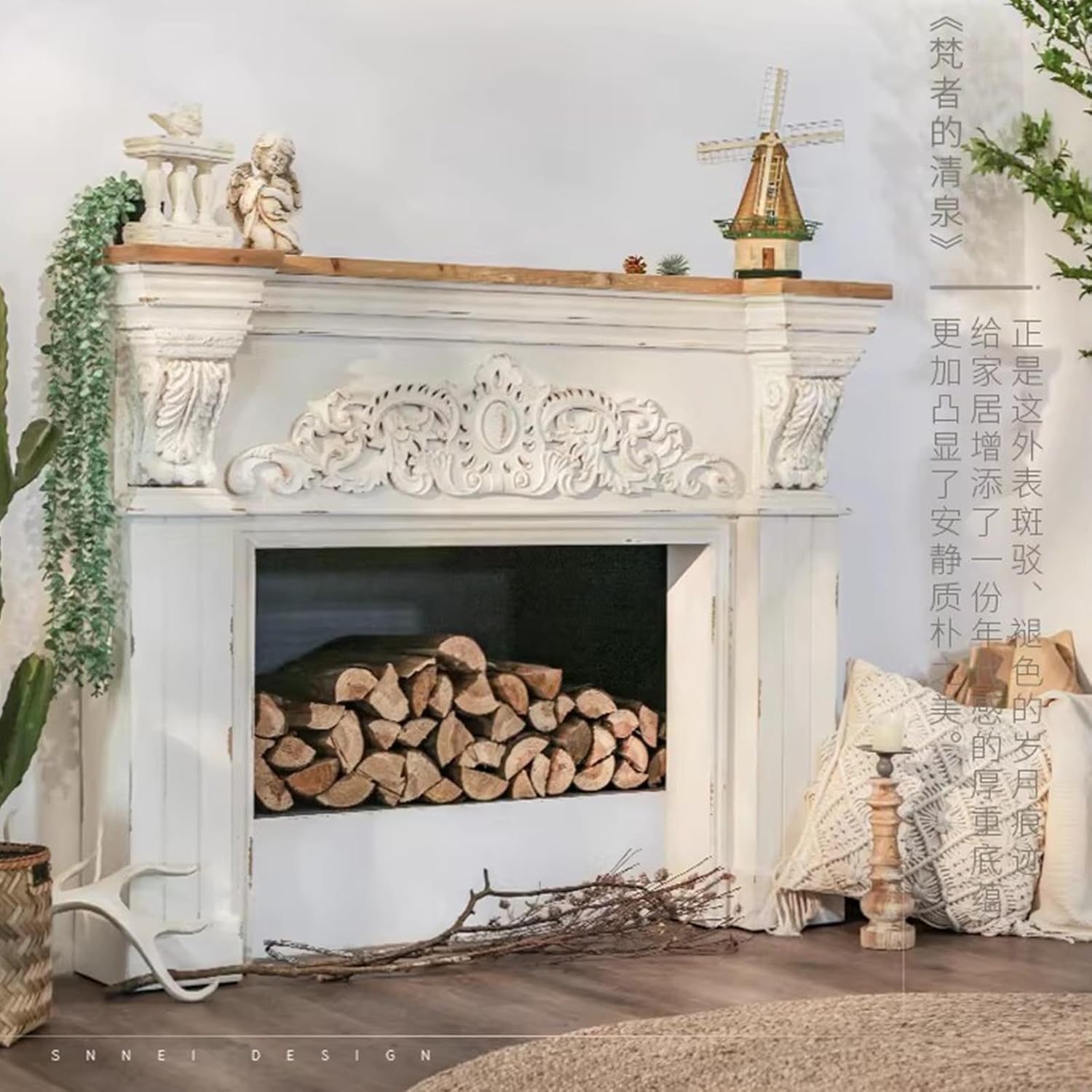 Fireplace Mantel Ornate Carved Distressed White Fireplace Mantel Decorative Surround Vintage Decorative