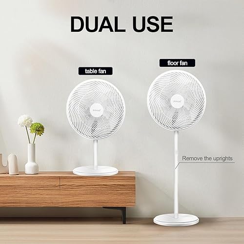 Miniatura 5 de Ventilador de pedestal oscilante de 14 pulgadas con motor mejorado, ventilador de pie con 3 velocidades, ventiladores de pedestal oscilante de