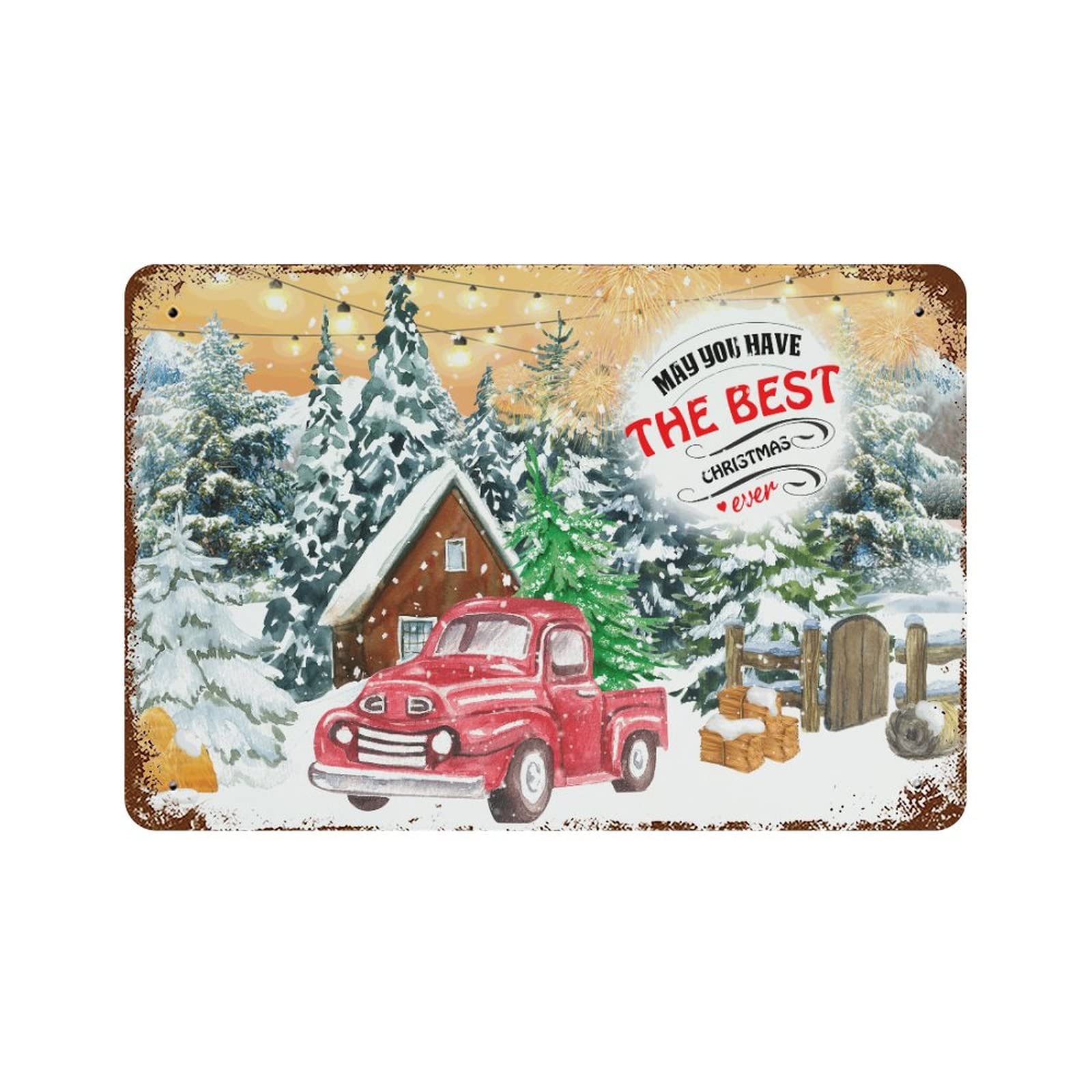 Panneau de Noël vintage en métal, le cadeau idéal pour gérant de bistrot