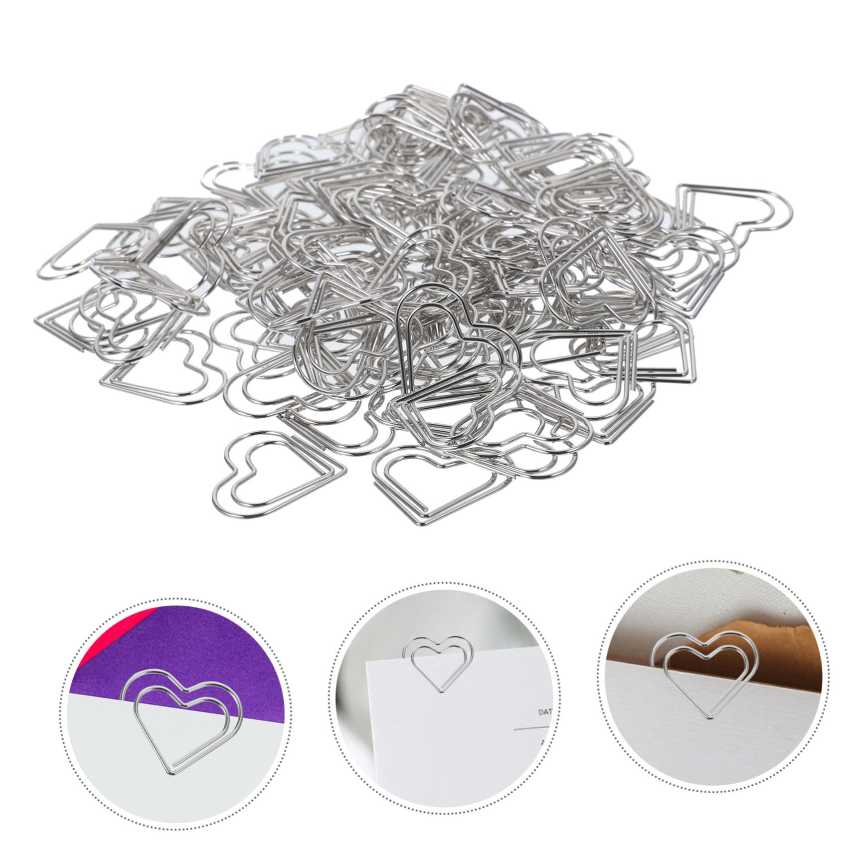 VILLCASE 500pezzi Graffette Metalliche Forma Di Cuore Clip Per Documenti Decorative Per Ufficio e Scuola Accessori Pratici Per Memorizzare Note e Foto