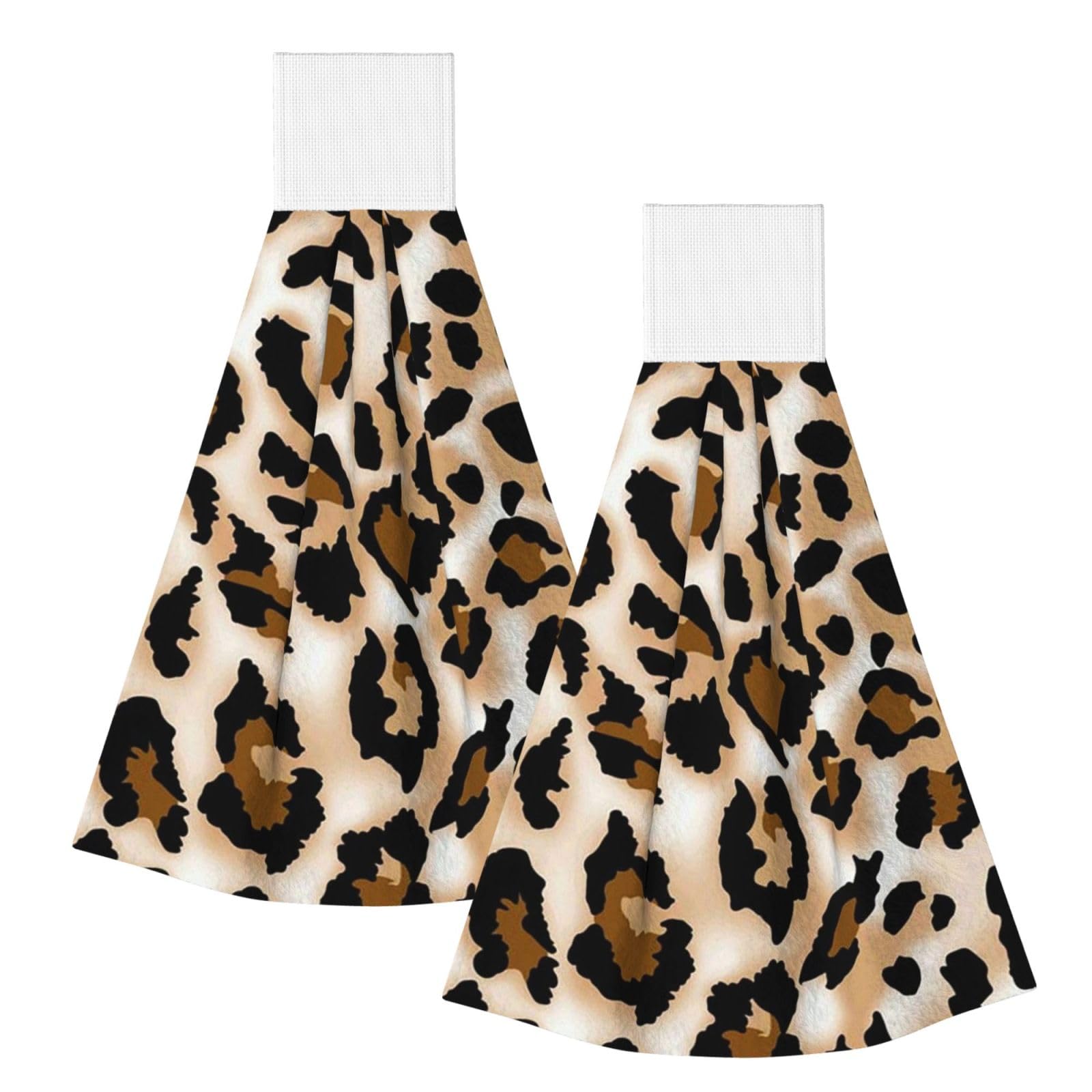 DOPKLNA Leopard Cheetah Leopard Love, 2 Pcs Hanging Coral Fiber Hand Towels for Bathroom, Absorbent Kitchen Towels