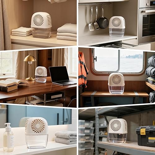 Miniatura 6 de Absorbedor de humedad con 2 tabletas de repuestos de absorción de humedad, mini deshumidificador de 15.9 oz-4 pulgadas de alto x 1.6 pulgadas de