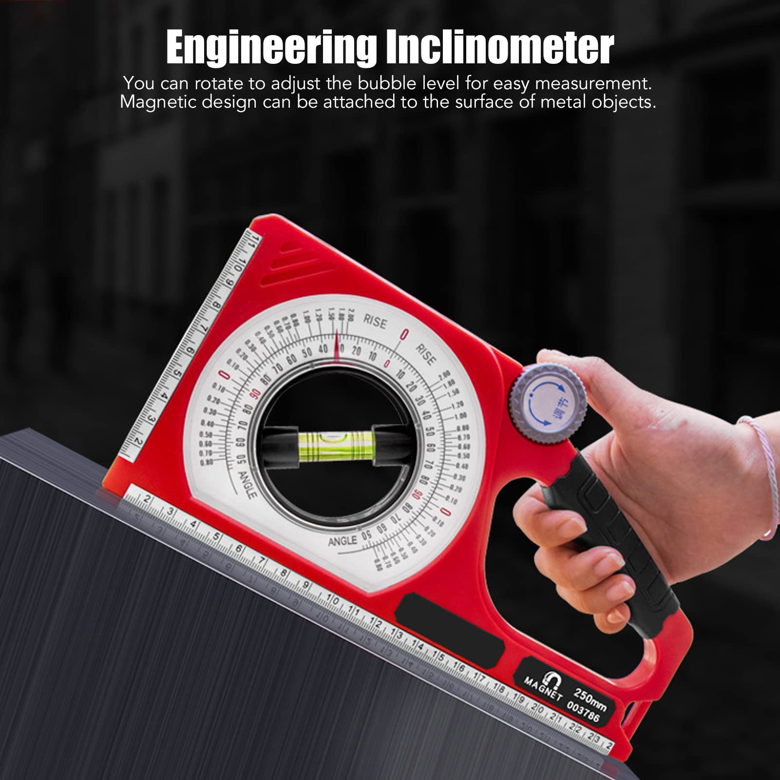 gernie Bubble Inclinometer, Angle Finder Gauge Magnetic Protractor Inclinometer with Bubble Level, Angle Gauge Level Slope Mete for Woodworking, Carpentry, Construction, gernief5kcd107y2