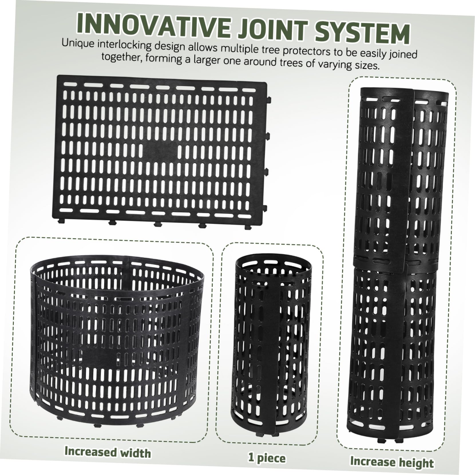 8pezzi Protezione per Tronchi Albero Nera da Protezione Versatile per Alberelli e Piante Design Espandibile e Drenaggio Efficiente Barriera Contro Danni Ambientali e Animali