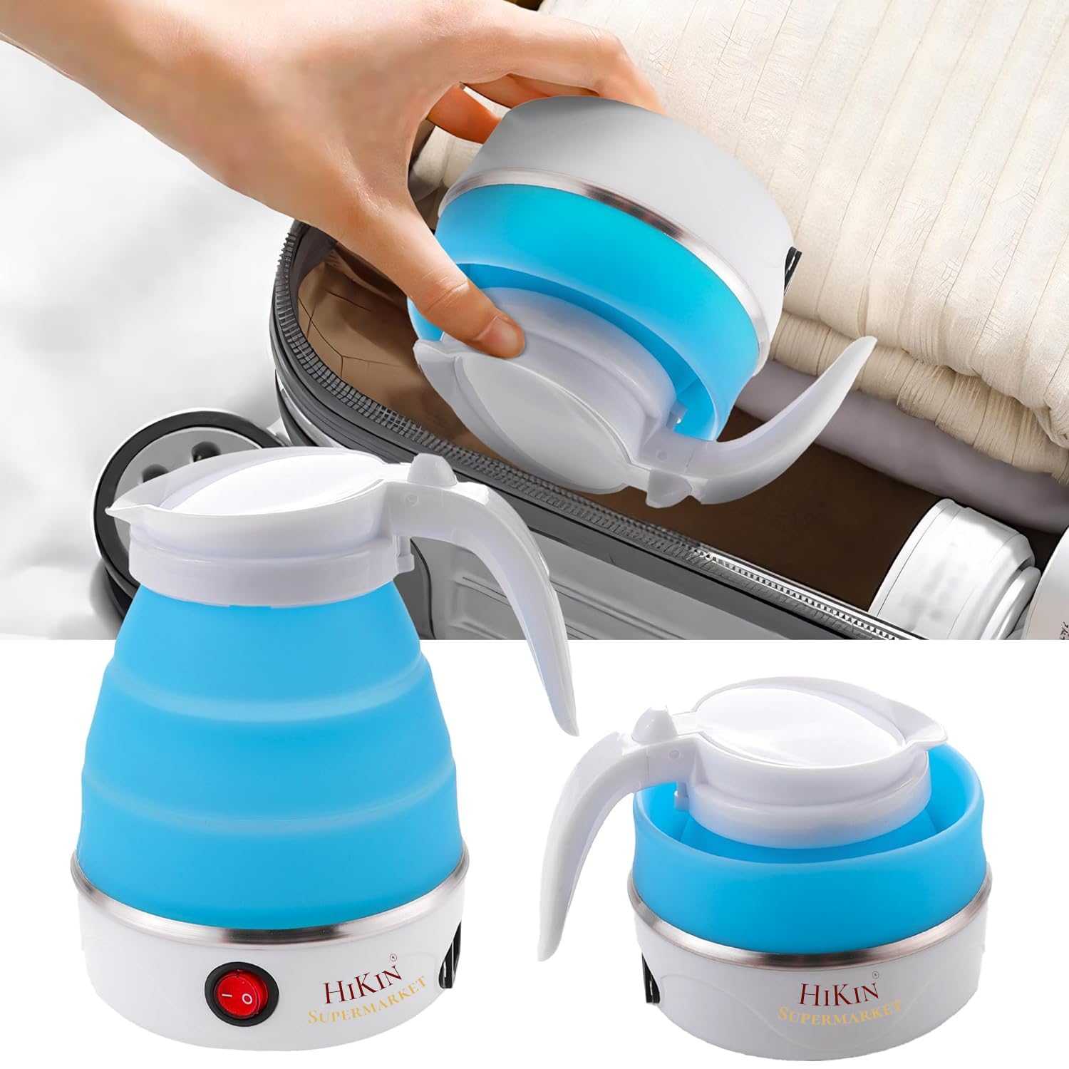 Travel Foldable Electric Kettle,Collapsible Electric Kettle Silicone Small Electric Kettle Boiling Water, Used In Coffee, Tea, Milk, Dual Voltage, 600Ml, Multi Colour) - 700 Watts-image-13
