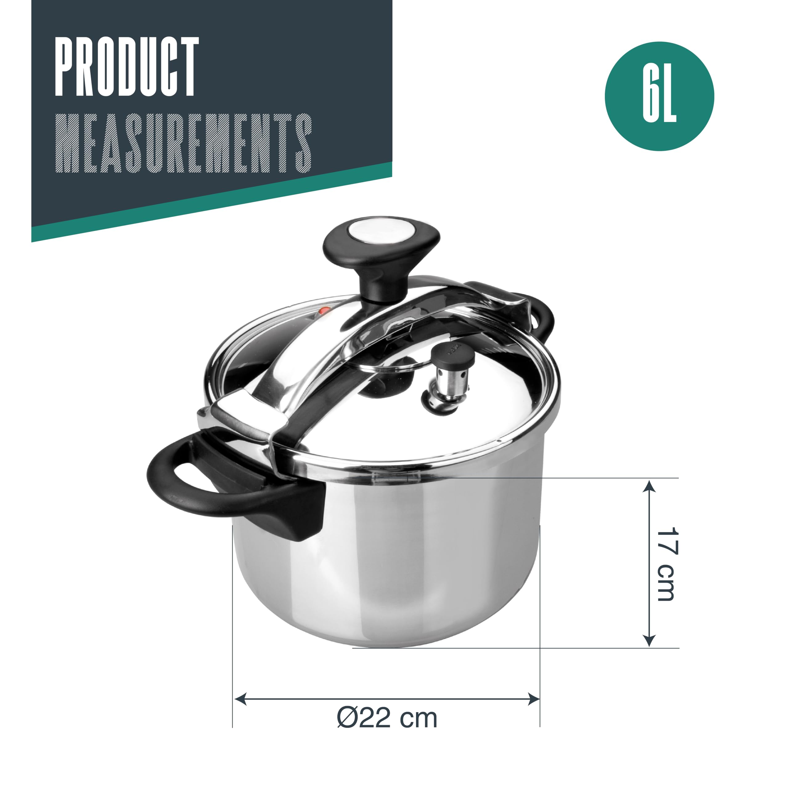 LACOR 71876 Drucktopf Classic mit Deckelgriff 6 L