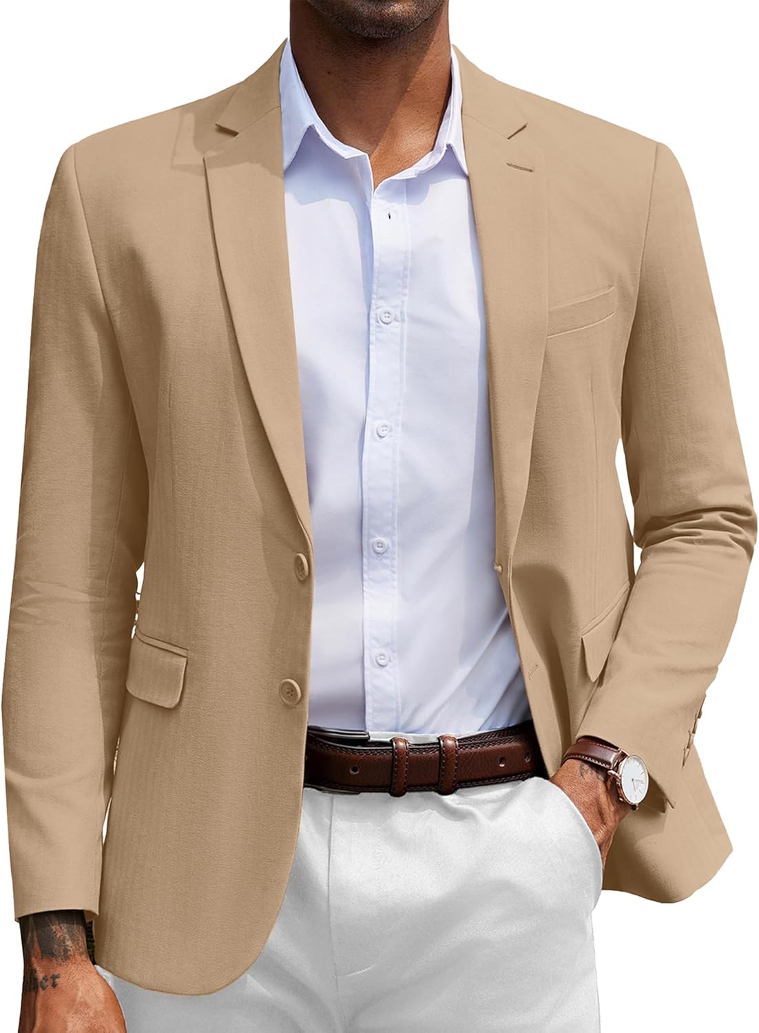 COOFANDY Men’s Herringbone Blazer Slim Fit Cotton Sport Coats Two Buttons Casual Suit Jacket