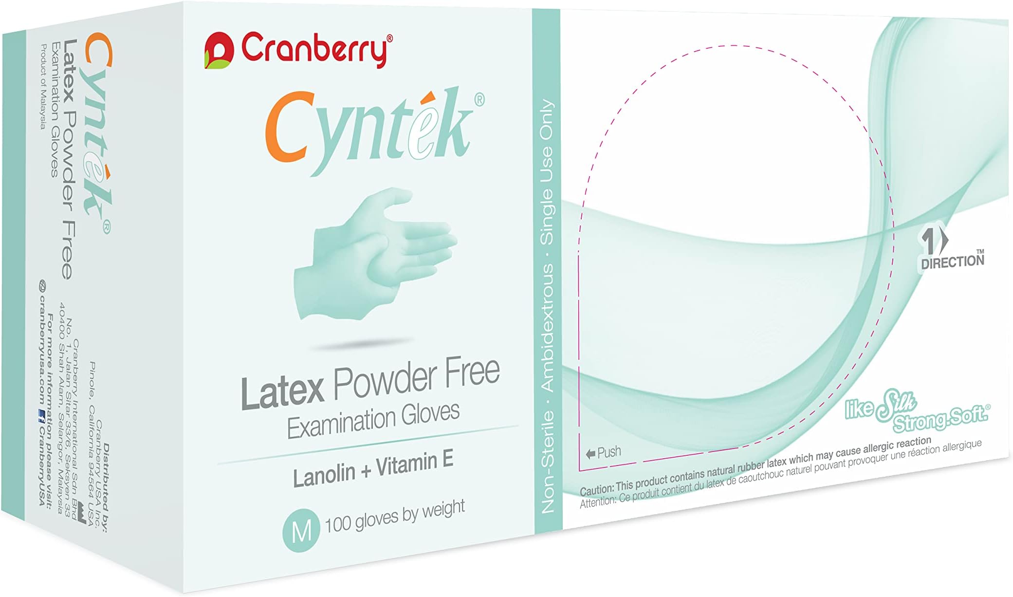 Cranberry Cyntek Latex Powder Free Exam Gloves