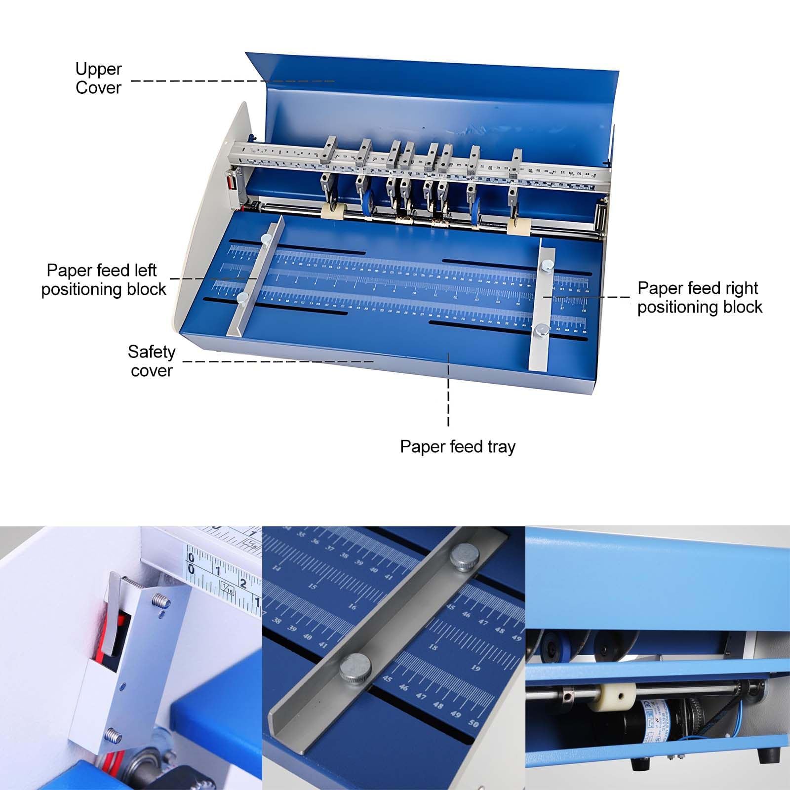 Macchina per piegatura elettrica, 520 mm, con 2 blocchi regolabili, tagliacarte per foto di libri da ufficio, strumento multifunzione per segnare