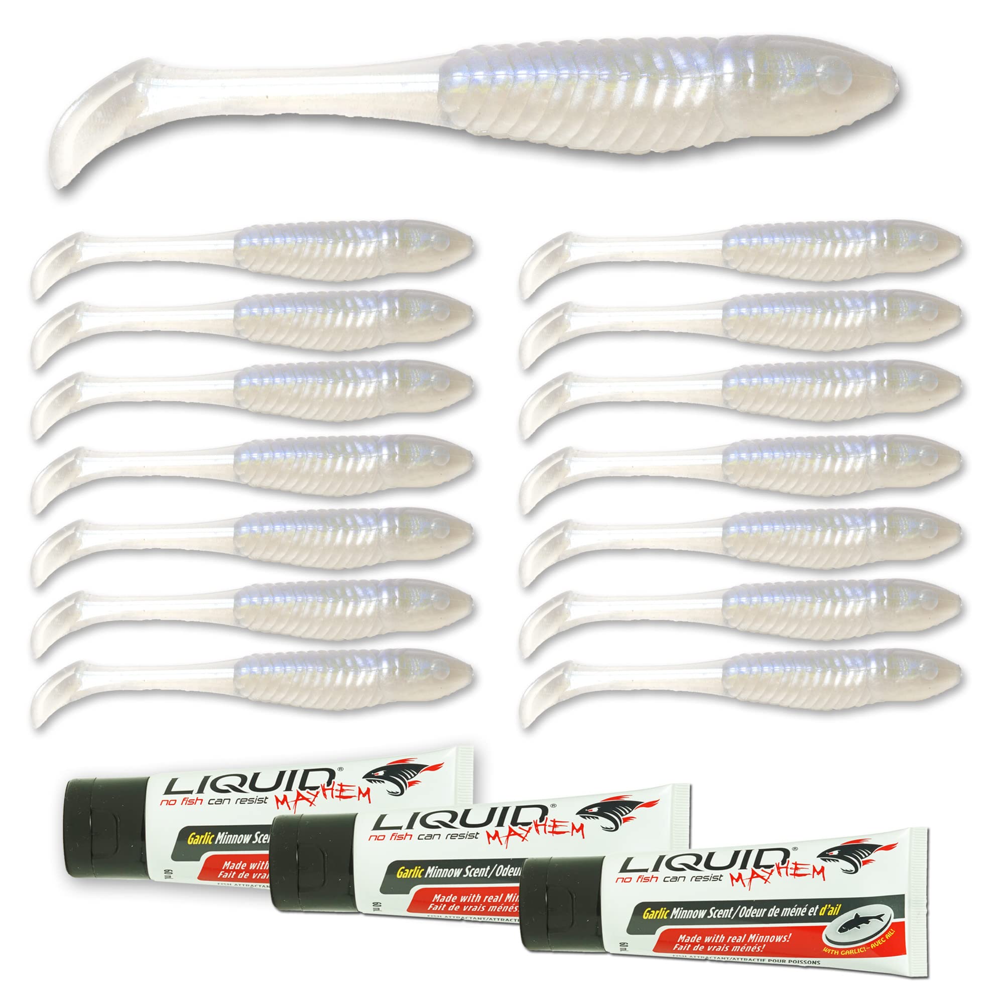 Mayhem Thrust Swim Minnow Freshwater Fishing Lure. A Great Soft Plastic Fishing Lure for bass and a Multitude of Other Fish Species. (Alewife Lam, 5")