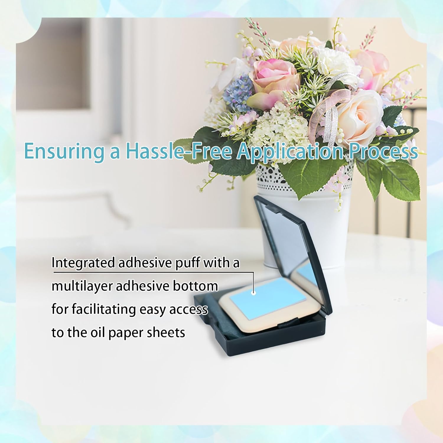 Oil Blotting Sheets for Face, 100Pcs Face Blotting Sheets for Oily Skin with Mirror & Makeup Puff, Natural Bamboo Charcoal Oil Control Film with little Storage Box (Black)