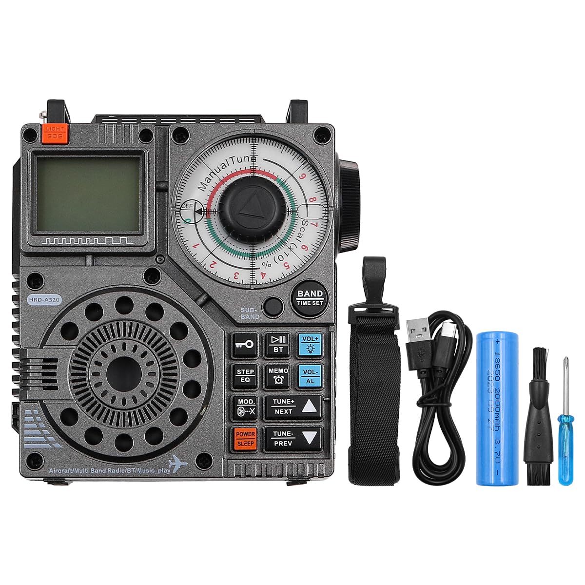 DollaTek Récepteur FM AM VHF SW AIR avec radio portable Bluetooth Support rechargeable App Télécommande intelligente Radio à ondes courtes