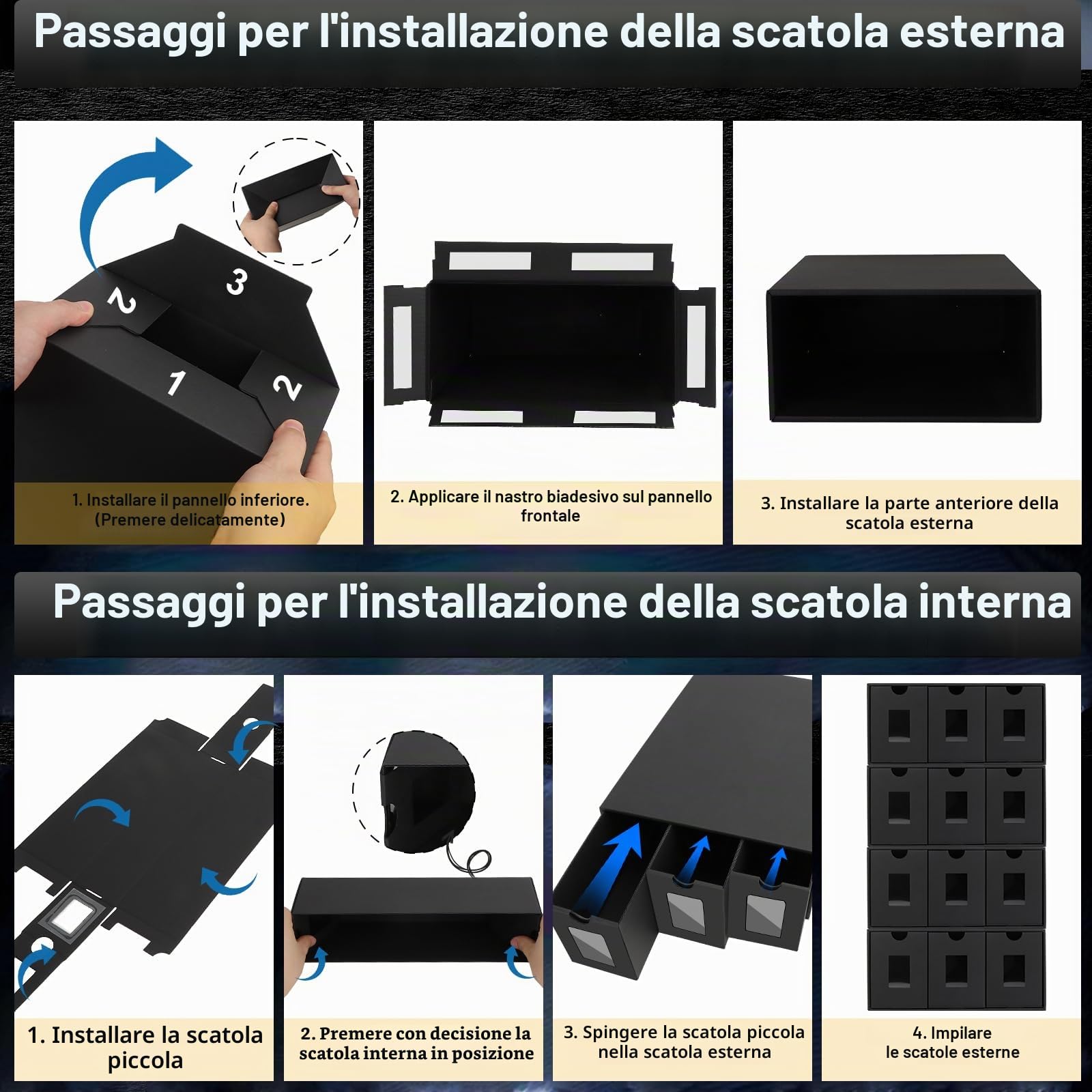 Deck Box per 10800+ Carte, Scatola Porta Carte per MTG con 72 Separatori, Porta Deck con Etichette, Trading Card Box Assemblaggio Libero, per TCG PTCG Yugioh e Carte Sportive