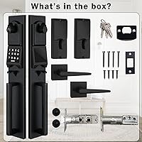 Vista 7 de NEWBANG Left-Handed Matte Black Electronic Smart Handleset with Keypad Lock for Double Front Door（Keys Reserved）,MDHST2016DB-E-SET-LH