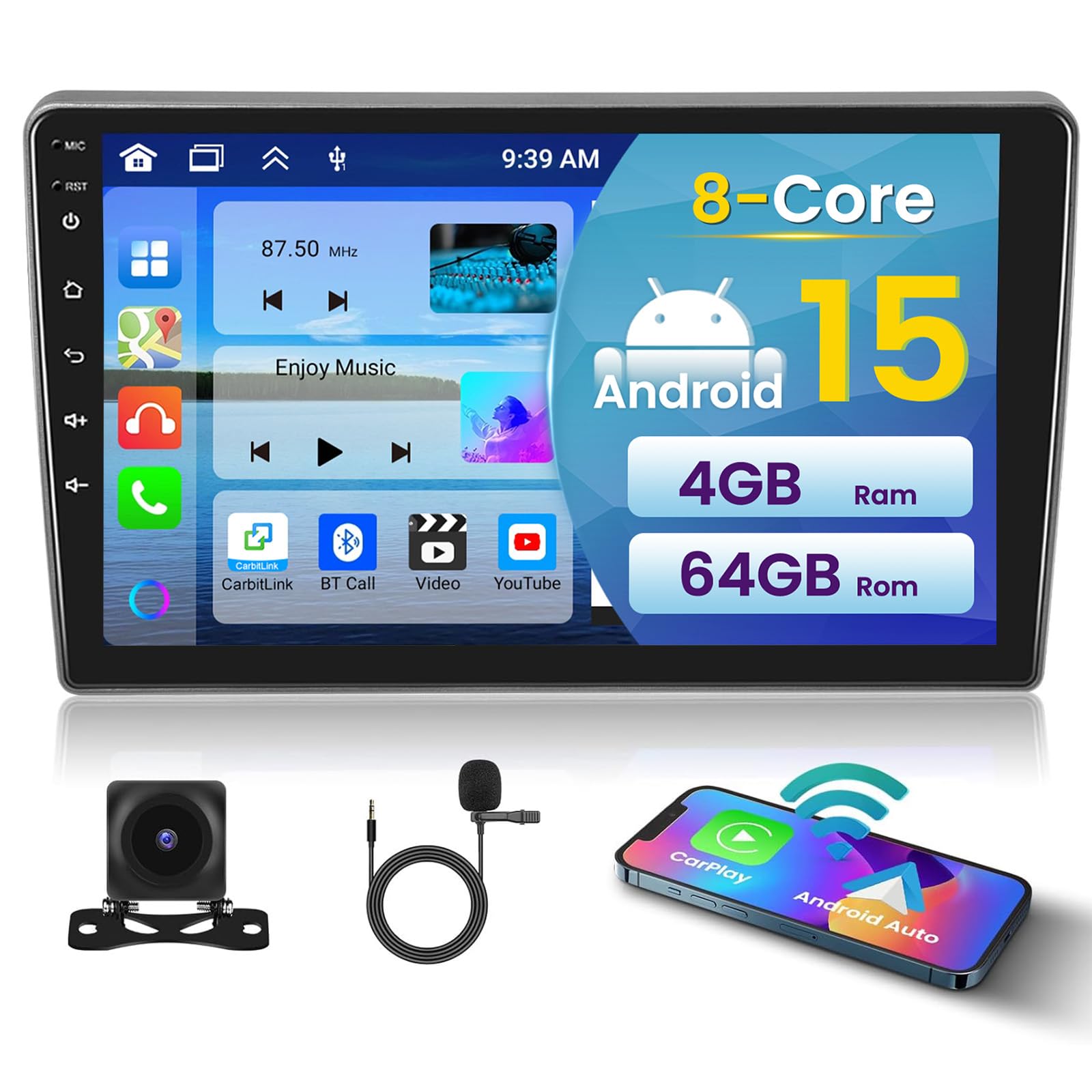 Peugeot 407 Android 14 Autoradio GPS Navigation - 12,3" Android 14.0