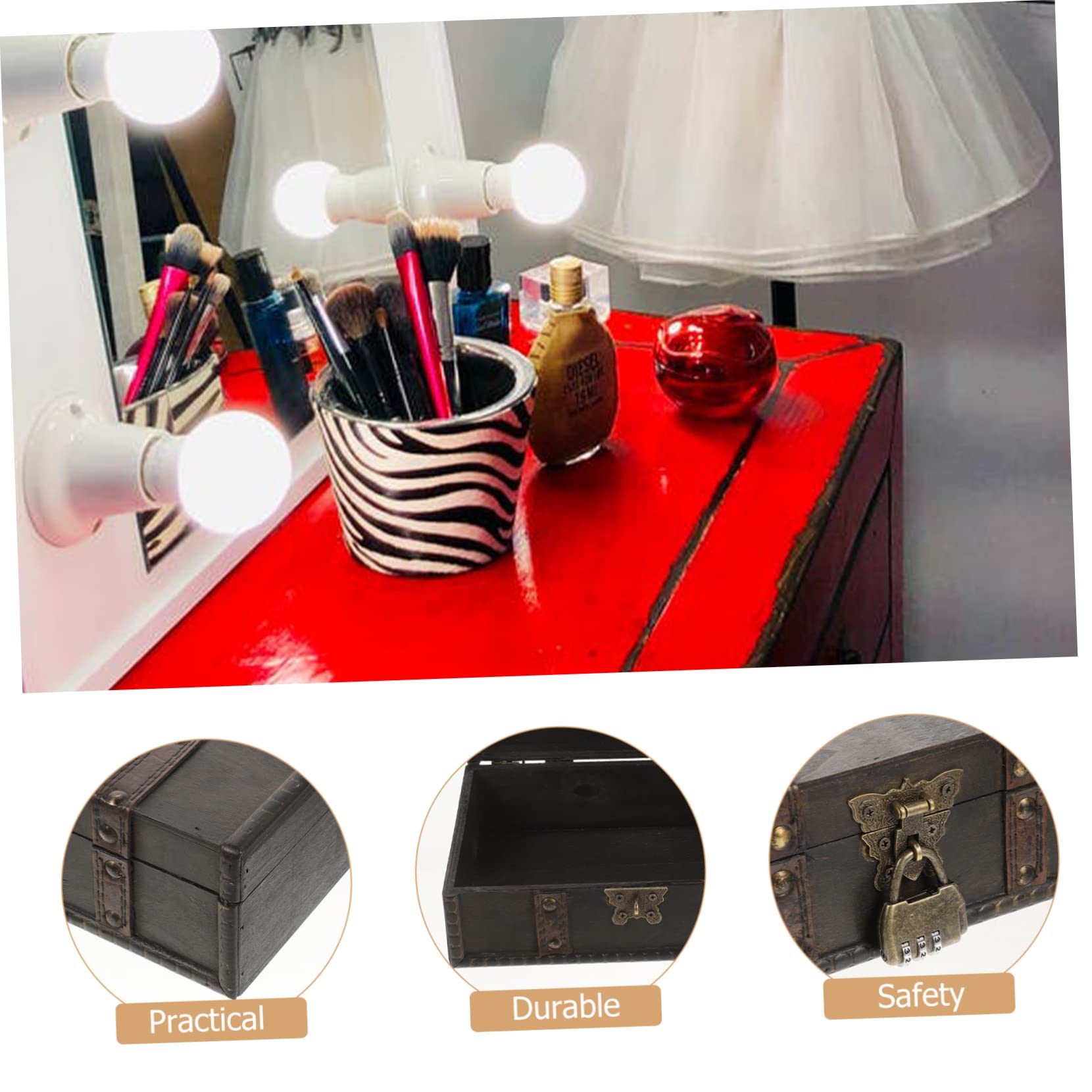 Levemolo Antike Schmuckschatulle mit Zahlenschloss Tragbar für Schmuck und Diamanten Vintage Optik Ausreichend Platz fürs Schlafzimmer
