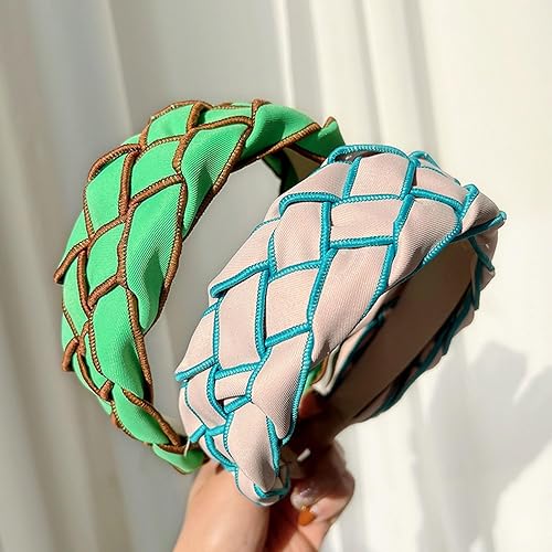 Miniatura 8 de Diadema de moda para mujer, anudada con joyas, adorno de cristal, banda para el pelo mixta, accesorios de nailon para el cabello para niñas (beige)