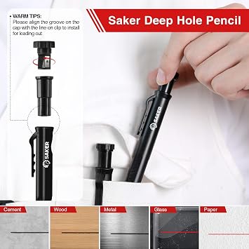 Saker Multi-Function Foldable Level and Deep Hole Pencil Set,Gifts for Men,Perfect Set of Multi-Angle Measurement Woodworking Tools and DIY Woodworking Scribe Gauge Scriber Line Maker Measuring Tool