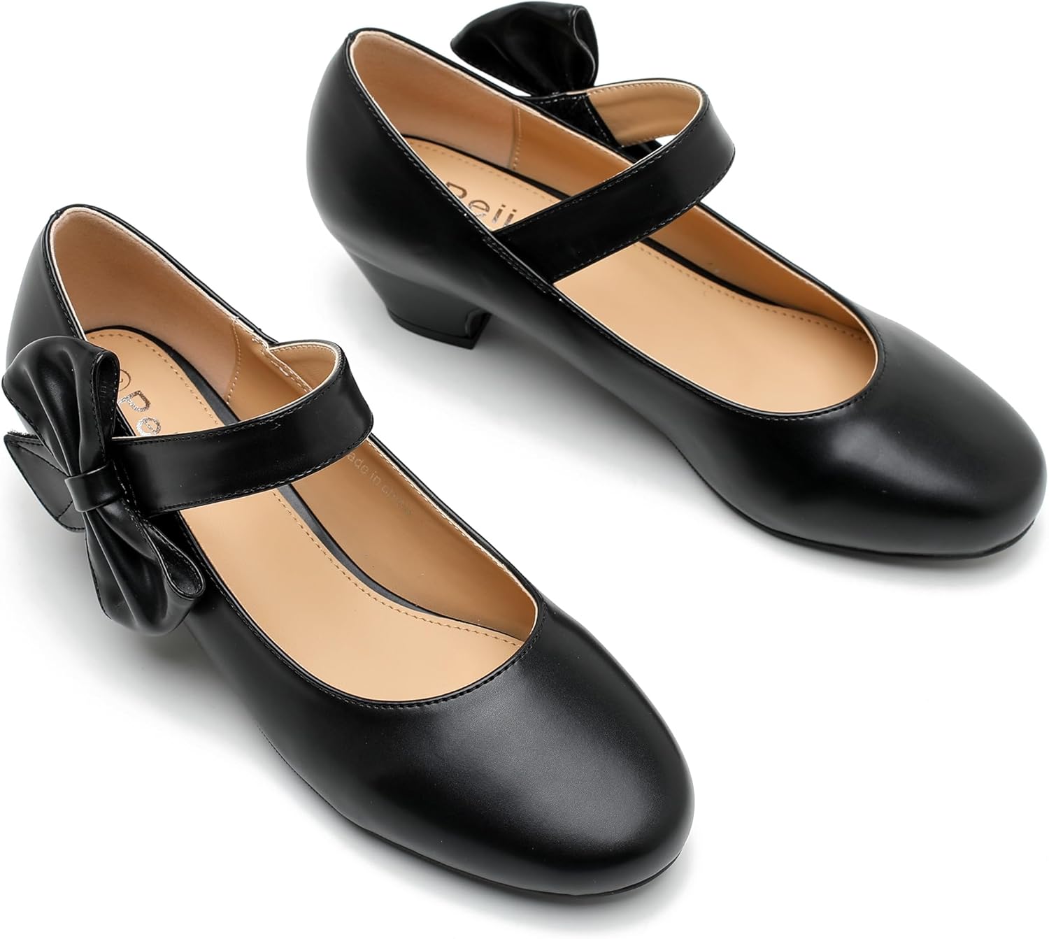 Women's Bow Mary Jane Low Chunky Heel Pumps Ankle Strap Side Bow Round Toe Dress Wedding Party Shoes - Image 7